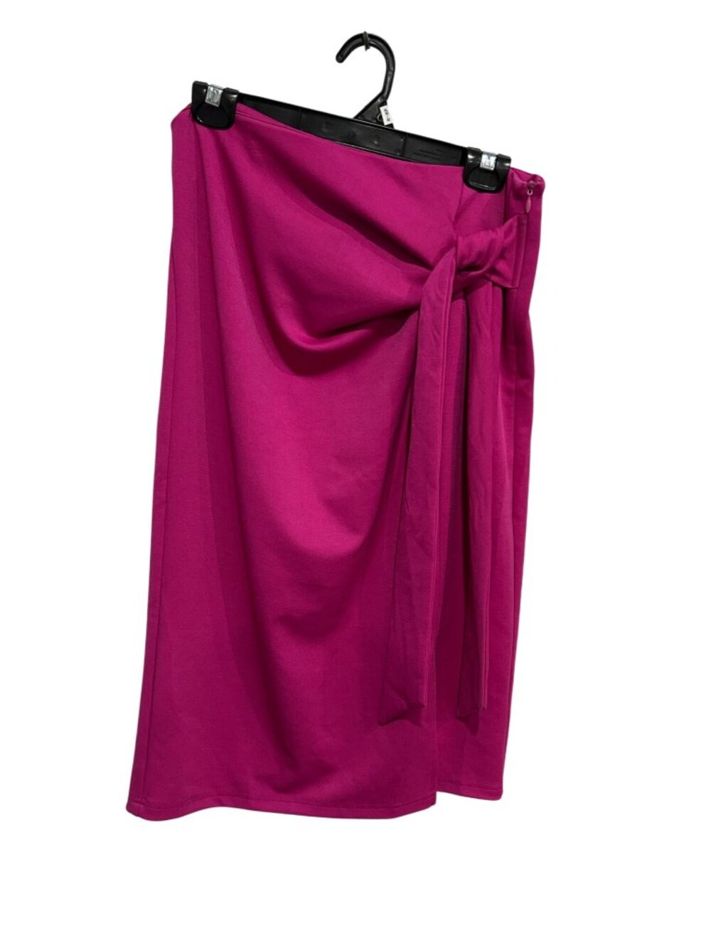 Kate Kasin Fuchsia Side Slit Tie Waist Midi Skirt Size L Preppy Chic NWT